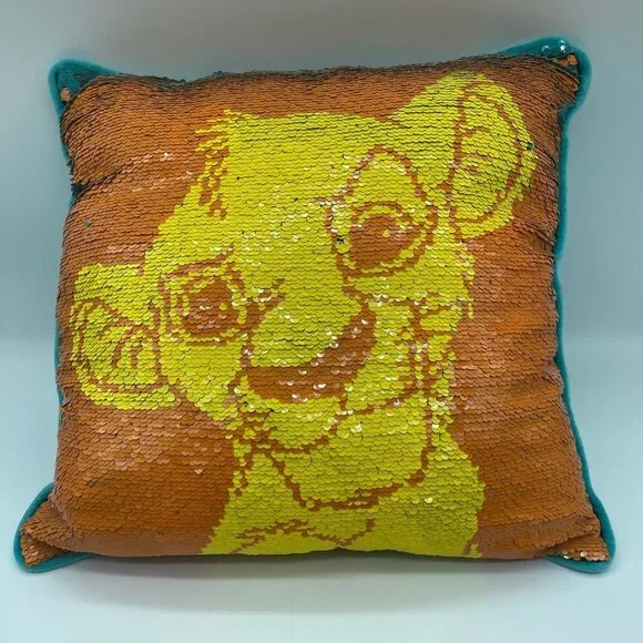 Disney The Lion King Pillow Yellow Orange Sequins Simba Nala - Picture 6 of 6